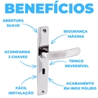 Fechadura Para Porta Interna Aço Inox Polido Cromado | Alianç